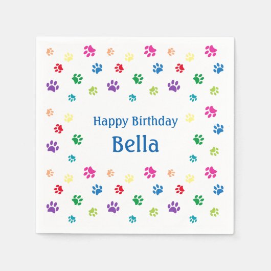 ポーカラフルプリンツブルーカスタム誕生日 スタンダードカクテルナプキン (正面)