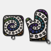 ポーカラフルプリントデザイン 鍋つかみ&鍋敷きセット (正面)