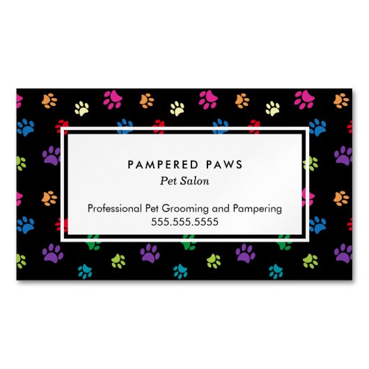 ポーカラフルプ印刷プロフェッショナルペットサロン マグネット名刺 (正面)