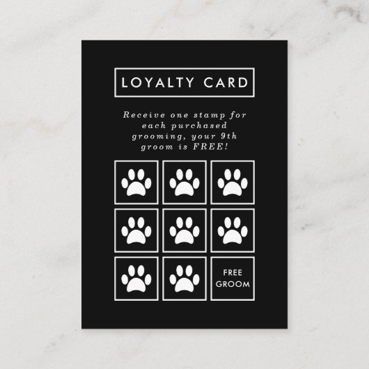 ポーカラフルプ印刷プロフェッショナルペットサロン ロイヤリティカード (裏面)
