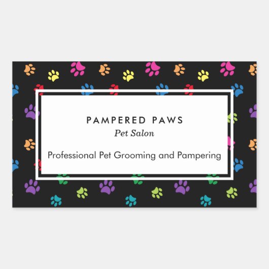 ポーカラフルプ印刷プロフェッショナルペットサロン 長方形シール (正面)