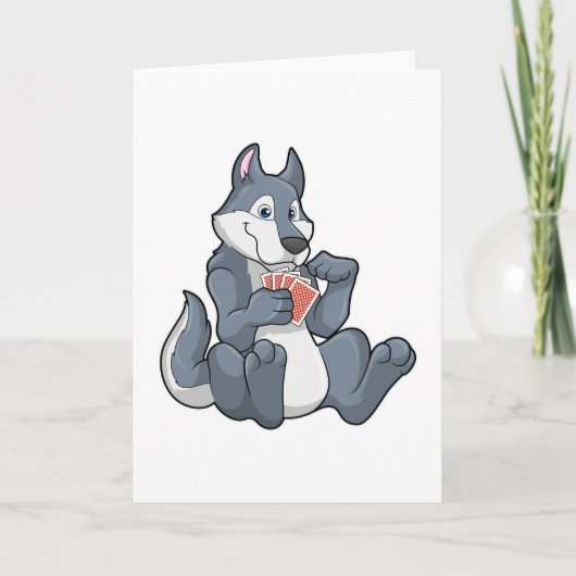 ポーカーでカードをプレイするオオカミ カード (正面)