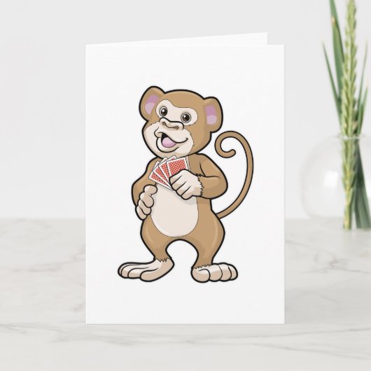 ポーカーで遊ぶ猿とポーカーカード カード (正面)