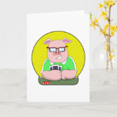 ポーカーで遊ぶ豚のカード カード (黄色い花)