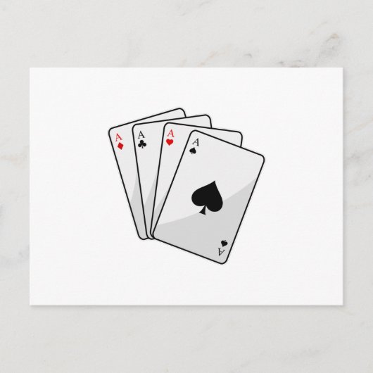 ポーカーで クアドラプルエース ポーカーカード ポストカード (正面)
