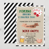 ポーカーとビールのベビーシャワー招待状 招待状 (正面/裏面)