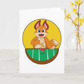 ポーカーとポーカー・チップの狐 カード (黄色い花)