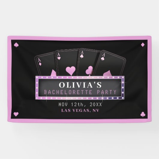 ポーカーのエース ピンクとブラックのバチェロレッテパーティー 横断幕 (横)
