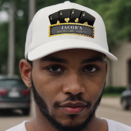 ポーカーのエース ブラック＆ゴールド バチェラーパーティー キャップ