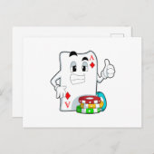 ポーカーのカードとチップ ポストカード (正面/裏面)