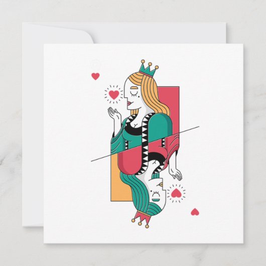 ポーカーのハートの女王 トランプ カジノ ギャンブル 招待状 (正面)