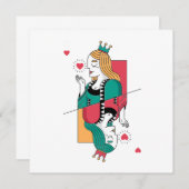 ポーカーの女王ハートのトランプカジノギャンブルギ 招待状 (正面/裏面)