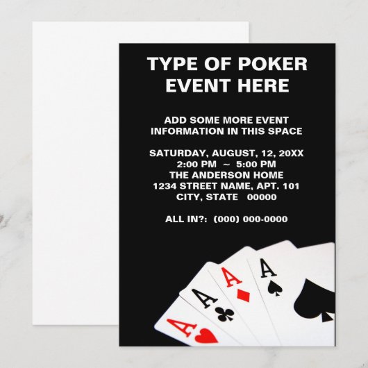 ポーカーの招待状 招待状 (正面/裏面)
