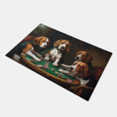 ポーカーをするビーグル犬のアート ドアマット (アングル)