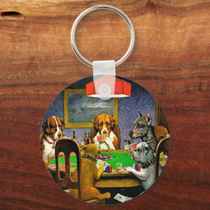 ポーカーをする犬 キーホルダー