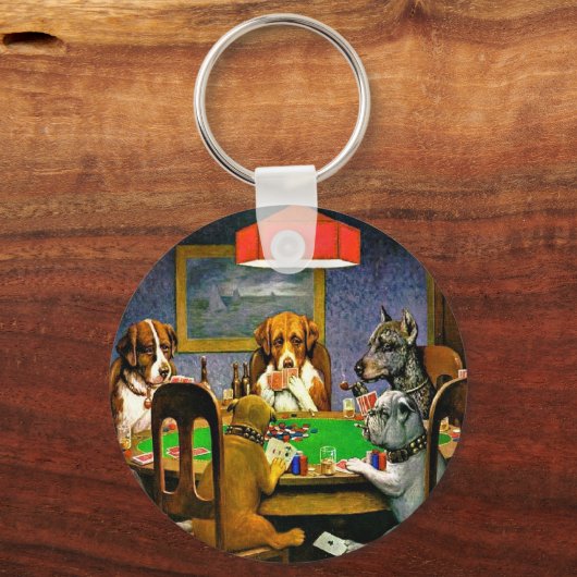 ポーカーをする犬 キーホルダー (正面)