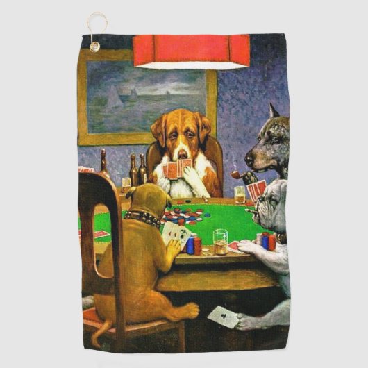ポーカーをする犬 ゴルフタオル (正面)