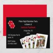 ポーカーをテーマにした独身パーティー 招待状 (正面/裏面)