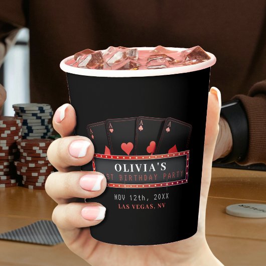 ポーカーエース レッド&ブラック 21歳の誕生日パーティー 紙コップ
