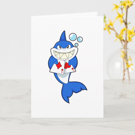 ポーカーカードでポーカーをしているサメ カード (黄色い花)