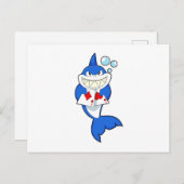 ポーカーカードでポーカーをしているサメ ポストカード (正面/裏面)
