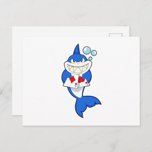 ポーカーカードでポーカーをするサメ ポストカード (正面/裏面)