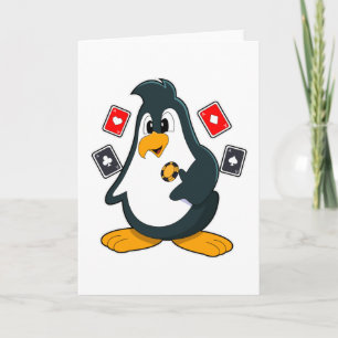 ポーカーカードでポーカーをするペンギン カード