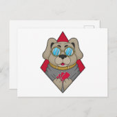 ポーカーカードで遊ぶ犬 ポストカード (正面/裏面)