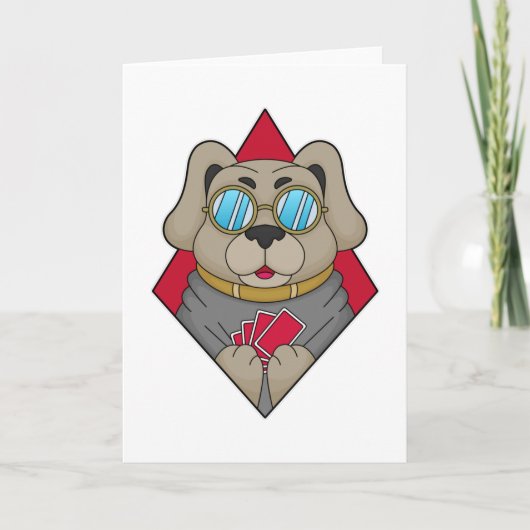 ポーカーカードと一緒の犬 カード (正面)