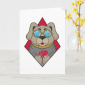 ポーカーカードと一緒の犬 カード (黄色い花)