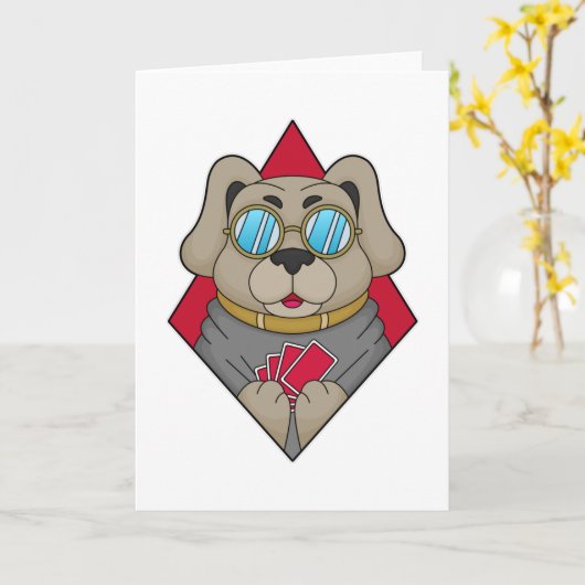 ポーカーカードと犬 カード (黄色い花)