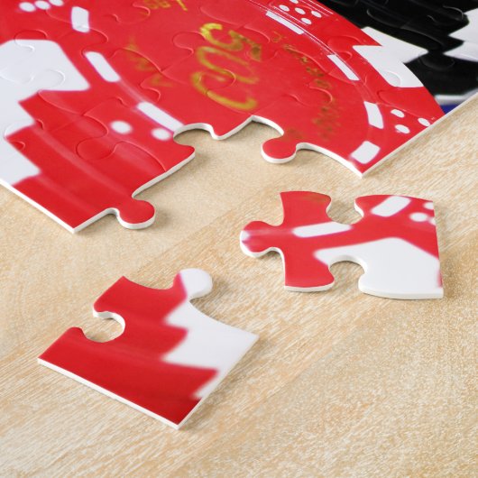 ポーカーカードエースチップス賭博カジノウィンゲーム ジグソーパズル (側面)