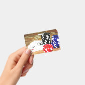 ポーカーカードエースチップス賭博カジノウィンゲーム バッジ (手持ち)