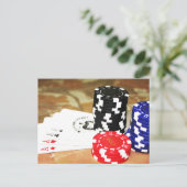 ポーカーカードエースチップス賭博カジノウィンゲーム ポストカード (スタンド正面)