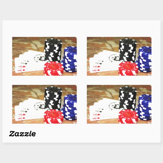 ポーカーカードエースチップス賭博カジノウィンゲーム 長方形シール (シート)