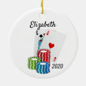 ポーカーカードカジノチップ賭博 セラミックオーナメント (裏面)