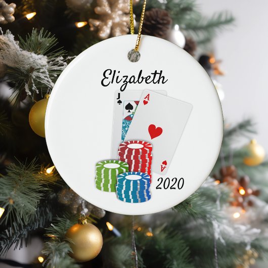 ポーカーカードカジノチップ賭博 セラミックオーナメント
