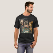 ポーカーカードギャンブルをする森の動物たち Tシャツ (正面フル)