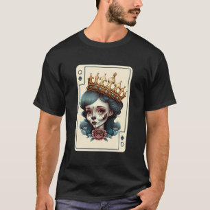 ポーカーカードクイーン・オブ・スペード不気味なゴシック様式のカードゲーム Tシャツ