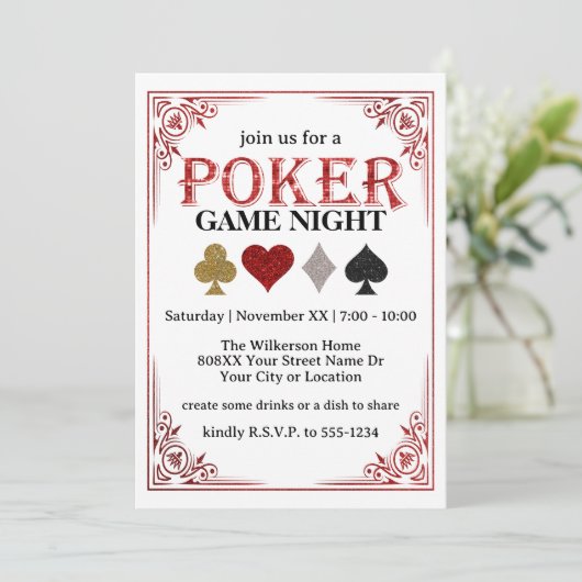 ポーカーゲームナイトパーティー 招待状 (スタンド正面)