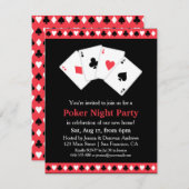 ポーカーゲーム夜引っ越し祝いパーティーのパーティー 招待状 (正面/裏面)