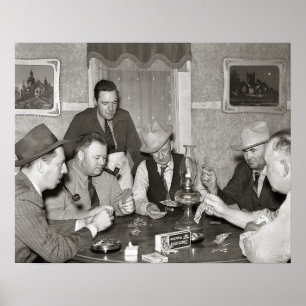 ポーカーゲーム、1939年。ヴィンテージ写真 ポスター