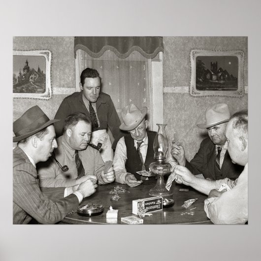 ポーカーゲーム、1939年。ヴィンテージ写真 ポスター (正面)