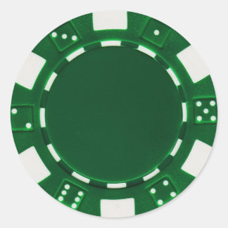 ポーカーチップステッカーグリーン ラウンドシール