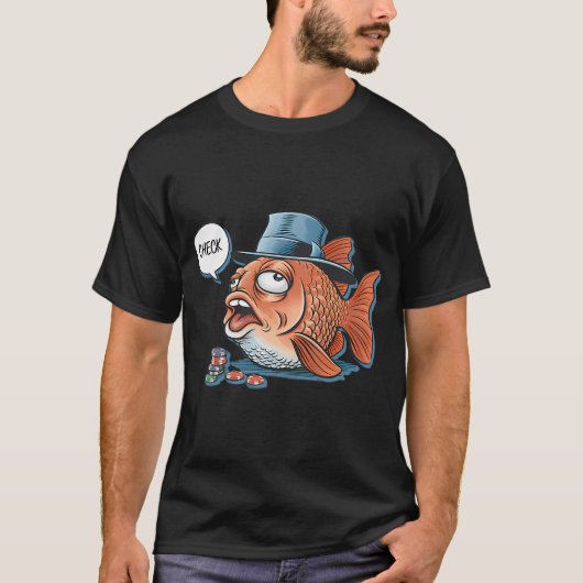 ポーカーフィッシュ - 楽しい似顔絵 Tシャツ (正面)