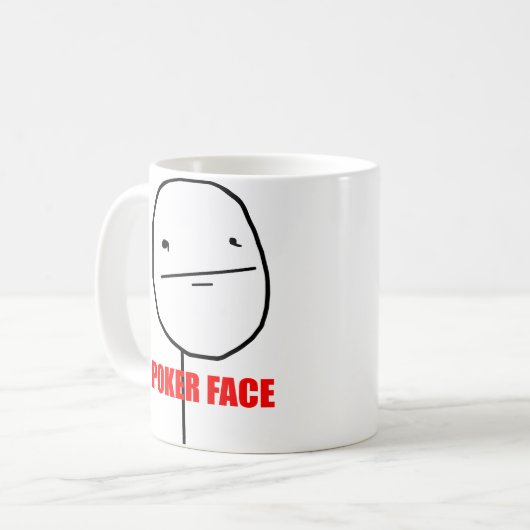 ポーカーフェースのミーム コーヒーマグカップ (正面左)
