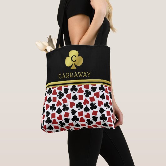 ポーカープレイヤーの相場師のカジノカードは名前をカスタムするに適します トートバッグ (クローズアップ)