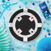 ポーカー用のチップ-黒 ペーパープレート (パーティー)