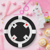 ポーカー用のチップ-黒 ペーパープレート (パーティー)