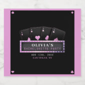 ポーカー・エース ピンク & ブラック ブライズメイドパーティー スパークリングワインラベル (シングルラベル)